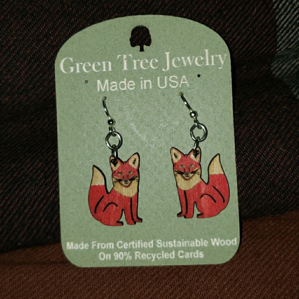 FOX WOOD EARRINGS